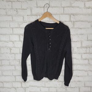 Vintage black half button sweater